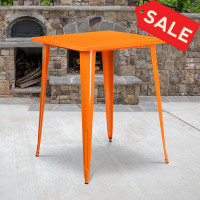 Flash Furniture CH-51040-40-OR-GG 31.5" Square Bar Height Orange Metal Indoor-Outdoor Table